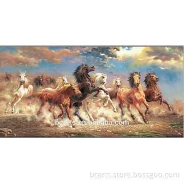 Large numbers of horses racing oil painting for home decoration